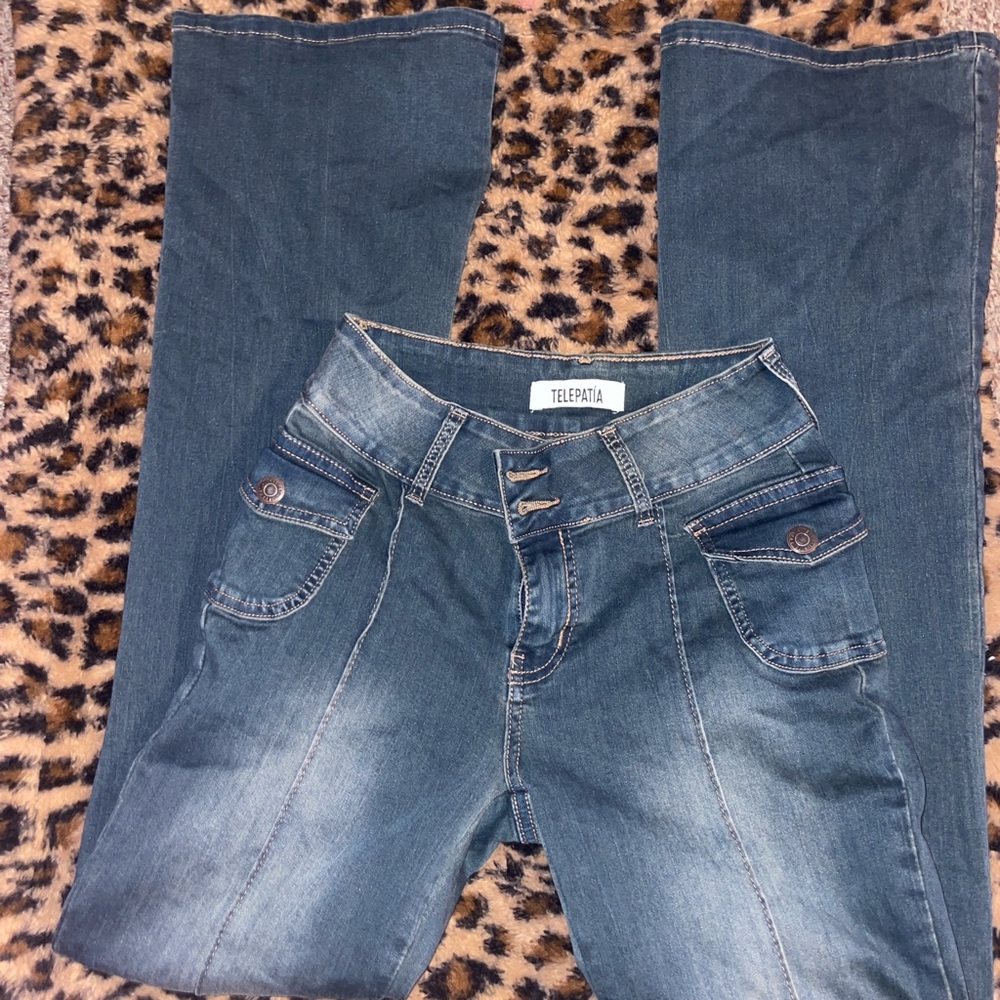 Telepatia Women's Flare Jeans in Classic Blue